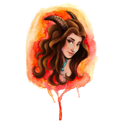 Detailed Watercolor Illustration Of Capricorn Woman Sticker