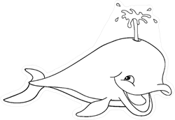 Smiling Whale Drawing Shooting Water Sticker