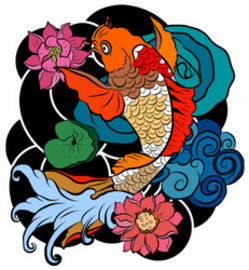 Illustration Of Japanese Koi Fish Sticker