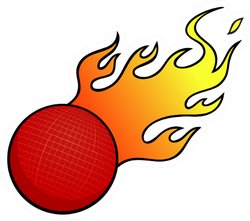 Dodgeball With Flames Cartoon Sticker