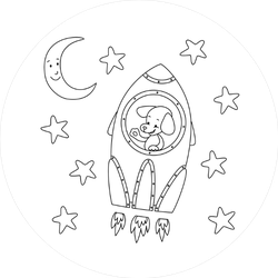 Dog in Spaceship Sticker