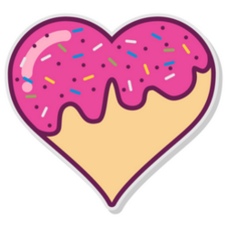 Donut Love Heart Logo With Pink Frosting Sticker