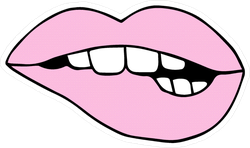 Doodle Drawing of Pink Lips Biting Sticker