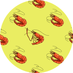 Doodle Shrimp Sea Food Bright Color Sticker