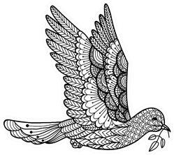 Dove Carrying Leaves Line Art Coloring Book Sticker