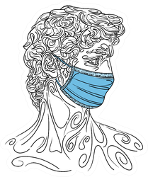 Drawing Of David In Medical Mask Sticker