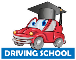 Driving School Car Cartoon Graduation Cap Sticker