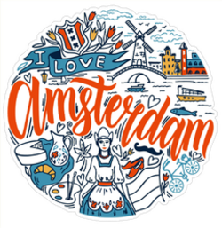 Round Illustration Of Amsterdam Sticker