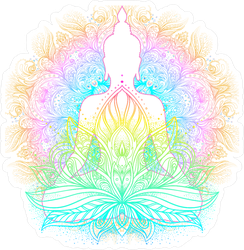 Sitting Buddha With Beautiful Detailed Lotus Flower Sticker