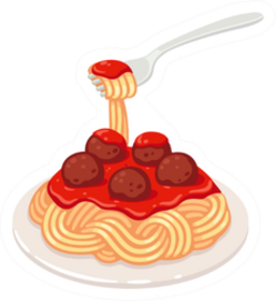 Spaghetti With Tomato Sauce And Meatballs Sticker