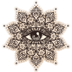 All Seeing Eye In Ornate Round Mandala Sticker