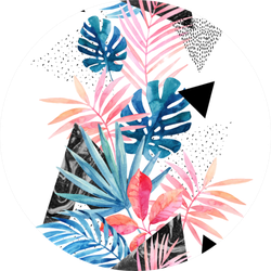 Watercolor Abstract Leaf Painting Modern Art Illustration Sticker
