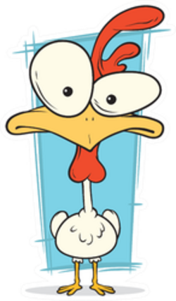 Illustration Of Cartoon Crazy White Chicken Sticker
