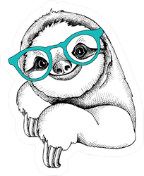 Sloth Wearing Glasses Sticker High Quality Vinyl