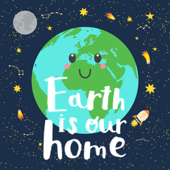 Earth Is Our Home Space Sticker
