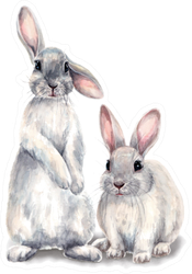 Easter Bunnies Watercolor Illustration Sticker