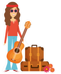 Traveling Hippie with Guitar Sticker