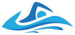 Education Swim Blue Color Logo Design Sticker