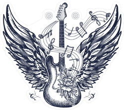 Electric Guitar with Angel Wings Sticker
