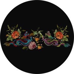 Embroidery Two Chinese Dragons Sticker