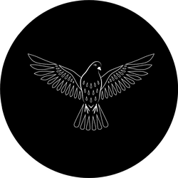 Engraving Of Stylized Dove On Black Background Sticker