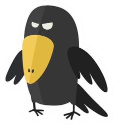 Evil Crow Bird In Cartoon Style Sticker