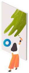 Expressionist Artist At Work Illustration Sticker