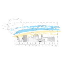 Colorado Springs Skyline Stamp Illustration Sticker