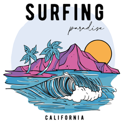 Surfing Paradise California Sticker