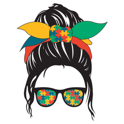 Autism Awareness Messy Bun And Glasses Sticker