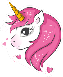 Magical Unicorn with Sparkling Pink Mane Sticker