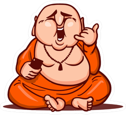 Cartoon Fat Buddha Sitting And Laughing Sticker