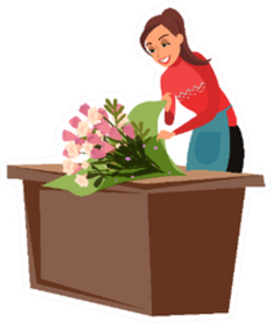 Florist Packing Bouquet Illustration Sticker