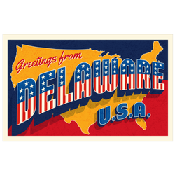 Greetings From Delaware Usa Retro Sticker