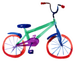 Watercolor Illustration Of Isolated Vintage Bicycle Sticker