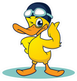 Yellow Duck Swim Mascot Happy Sticker