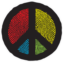 Finger Print Peace Sign Sticker