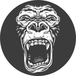 Face Of Gorilla Isolated On Black Sticker