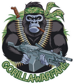 Gorilla With Bandana, Cigar, Holding Machine Gun Sticker