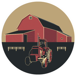 Farm Barn Building And Tractor Emblem Vintage Sticker