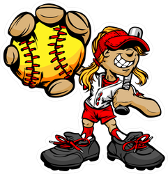 Fast Pitch Softball Girl Cartoon Player Sticker
