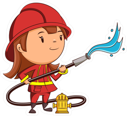 Firefighter Girl With Hose Sticker