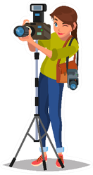 Female Photographer Studio Cartoon Sticker