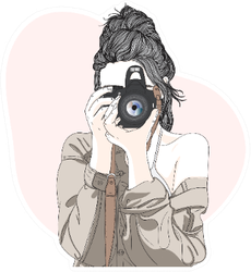 Female Photographer With A Professional Camera Illustration Sticker