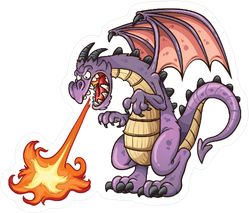 Fire Breathing Purple Dragon Sticker