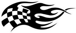 Flaming Black And White Checkered Flag Racing Sticker