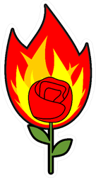 Flaming Rose Fire Sticker