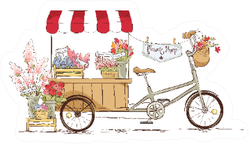 Flower Shop On Bicycle Florist Illustration Sticker