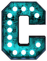 Fluorescent Blue Neon Font Letter C Sticker