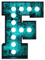 Fluorescent Blue Neon Font Letter F Sticker